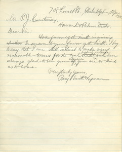 Letter from Benjamin Smith Lyman to P. J. Courtenay