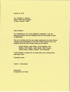 Letter from Mark H. McCormack to Franklin L. Barnard