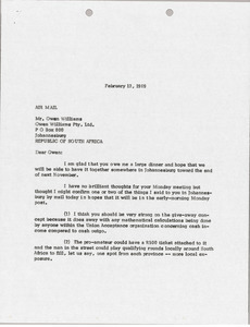 Letter from Mark H. McCormack to Owen Williams