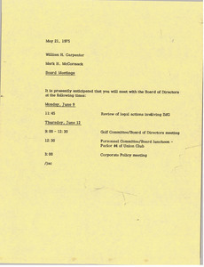 Memorandum from Mark H. McCormack to William H. Carpenter