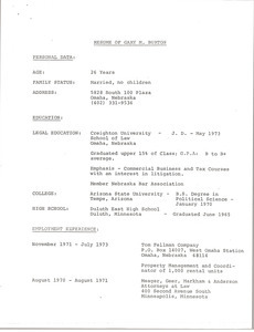 Resume of Gary M. Burton