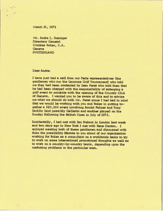 Letter from Mark H. McCormack to Andre J. Heiniger