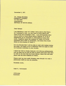 Letter from Mark H. McCormack to George Blumberg