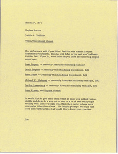 Memorandum from Judy A. Chilcote to Hughes Norton