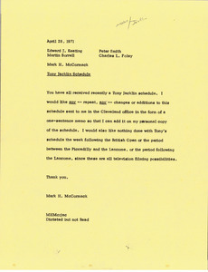 Memorandum from Mark H. McCormack to Edward J. Keating, Martin Sorrell, Peter Smith and Charels L. Foley