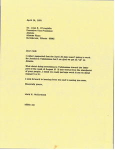 Letter from Mark H. McCormack to John K. O'Loughlin