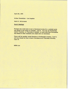 Memorandum from Mark H. McCormack to Arthur Rosenblum