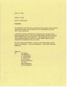 Memorandum from Mark H. McCormack to Robert D. Kain