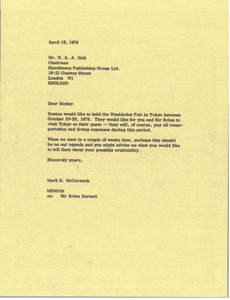 Letter from Mark H. McCormack to R. A. A. Holt