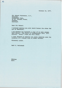 Letter from Mark H. McCormack to Robert Fairbairn