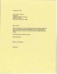 Letter from Mark H. McCormack to David R. Foster