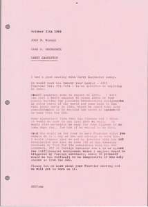 Memorandum from Mark H. McCormack to John D. Webber