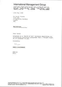 Letter from Mark H. McCormack to Sarah Clarke