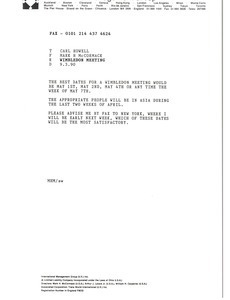 Fax from Mark H. McCormack to Carl Howell