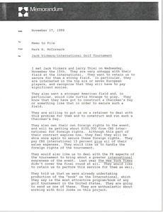 Memorandum from Mark H. McCormack to file