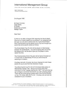 Letter from Mark H. McCormack to Sean Connery