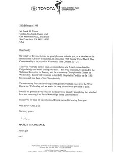 Letter from Mark H. McCormack to multiple recipients