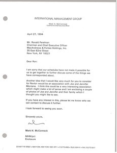 Letter from Mark H. McCormack to Ronald Perelman