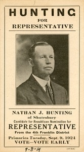Political advertisement for Nathan J. Hunting