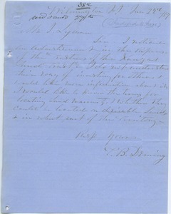 Letter from J. B. Dening to Joseph Lyman