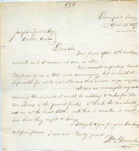Letter from William Hinwood to Joseph Lyman