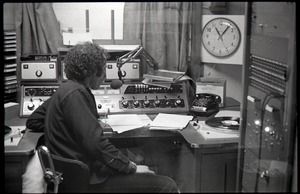 Informal portrait of Richard Safft in radio broadcast studio