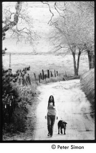 Grace with her dog Seguerro, on the path in Southern California