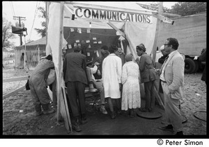 People gathered around the communications tent, Resurrection City encampment