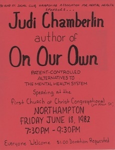 Judi Chamberlin speaking in Northampton