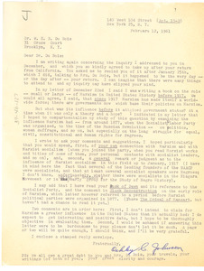 Letter from Oakley C. Johnson to W. E. B. Du Bois