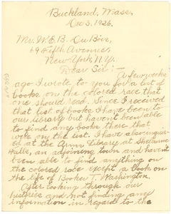 Letter from Harrison William Keach to W. E. B. Du Bois