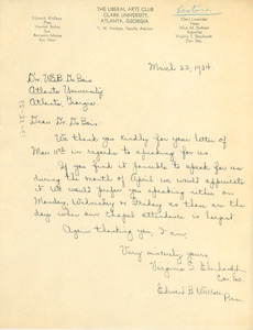 Letter from Clark University Liberal Arts Club to W. E. B. Du Bois