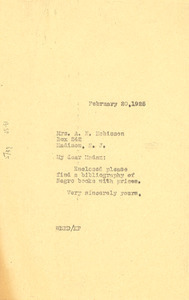 Letter from W. E. B. Du Bois to A. E. Robinson