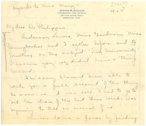 Letter from George Streator to A. D. Philippse