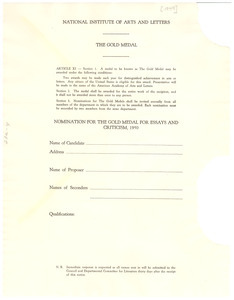 Gold Medal nomination form