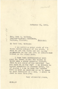 Letter from W. E. B. Du Bois to Mary M. Bethune