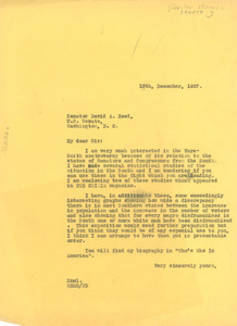 Letter from W. E. B. Du Bois to David A. Reed