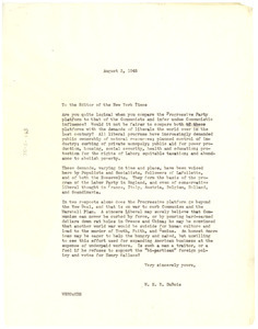 Letter from W. E. B. Du Bois to New York Times