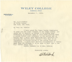 Letter from Felton Clark to W. E. B. Du Bois