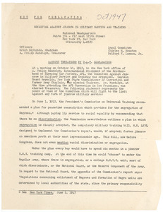 Committee Against Jim Crow in Military service and Training press release