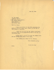 Letter from W. E. B. Du Bois to All India Peace Council