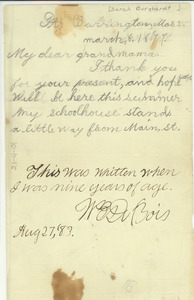 Letter from W. E. B. Du Bois to Sarah Burghardt