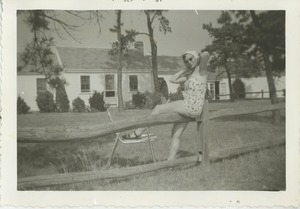 Bernice Kahn posing on fence
