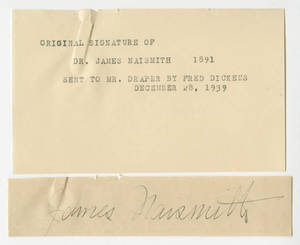Dr. James A. Naismith autograph