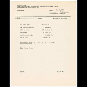 Attendance list of CURAC Executive Committee meeting on May 18, 1964