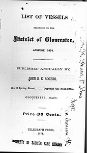 List of vessels belonging to the district of Gloucester (1874)