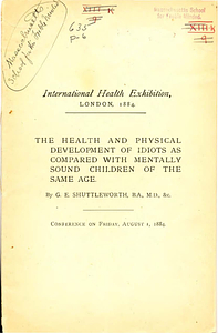 The health and physical development of idiots as compared with mentally sound children of the same age