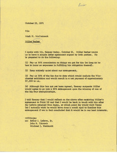 Memorandum from Mark H. McCormack to Miller Barber file