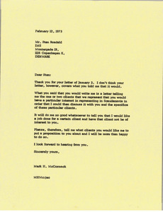 Letter from Mark H. McCormack to Sten Rosdahl