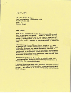 Letter from Mark H. McCormack to Jose Forno Rodrigues
